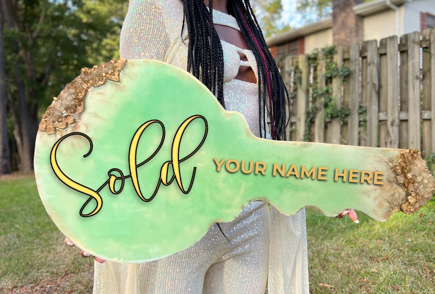 Marble Me Mint Green Realtor Key Sign
