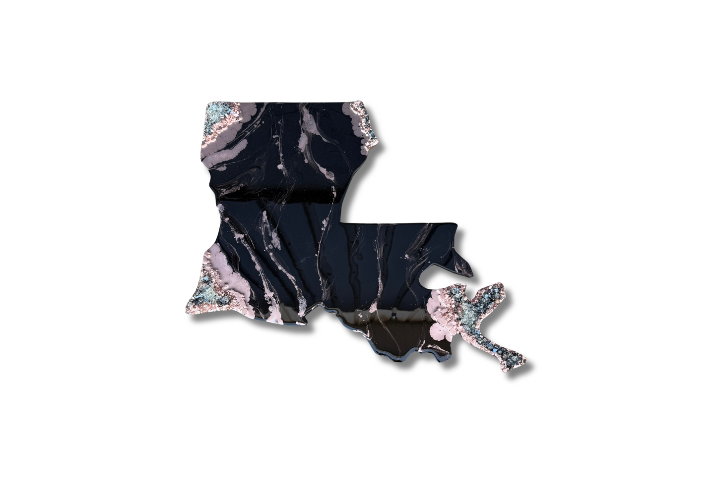 Black & Rose Gold Louisiana State Shaped Sign