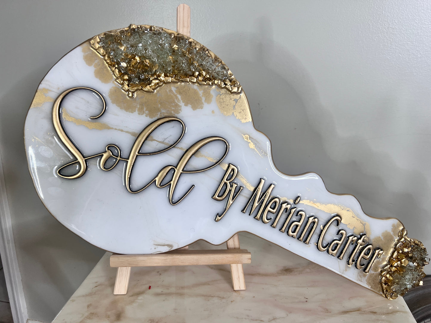Marble Me White Key Sign (Standard)