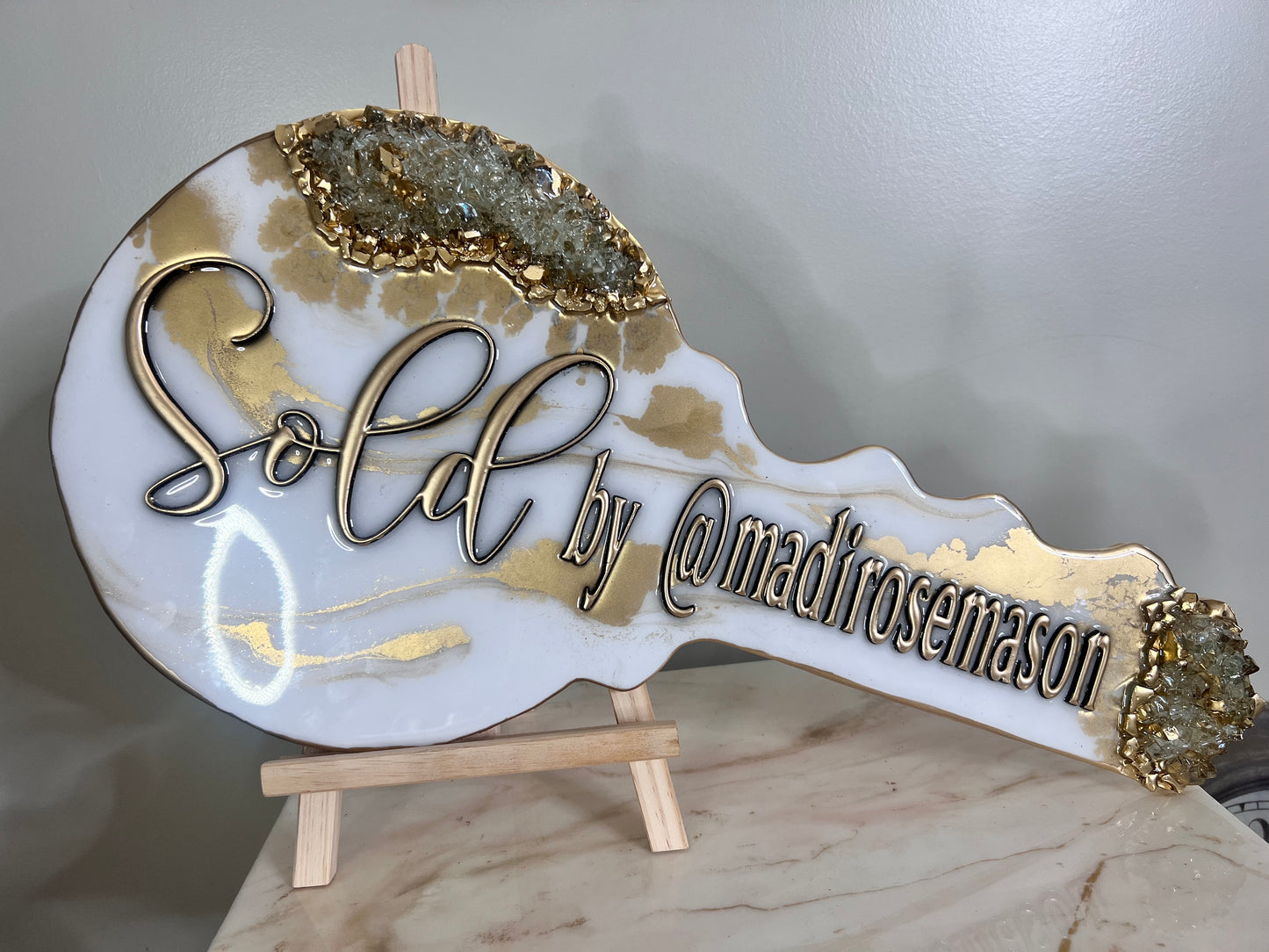 Marble Me White Key Sign (Standard)