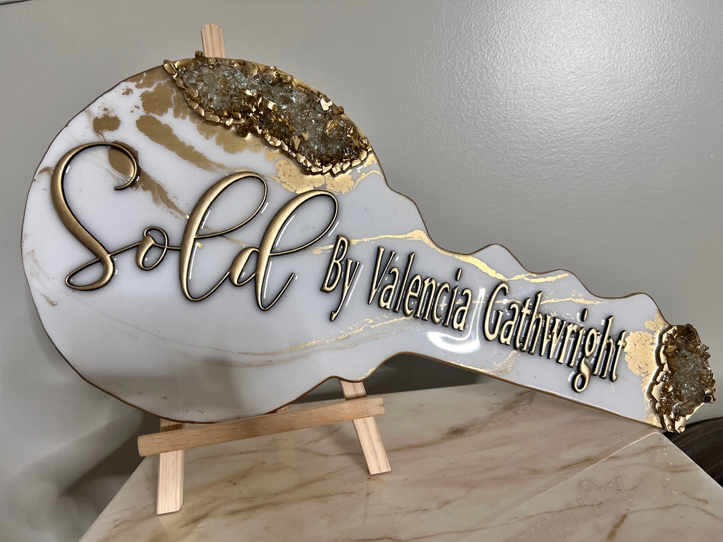 Marble Me White Key Sign (Standard)