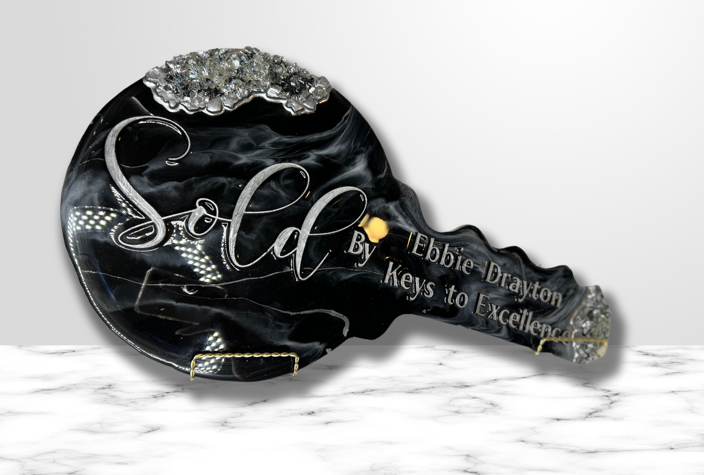 Marble Me Black Silver Key Sign (Premium)