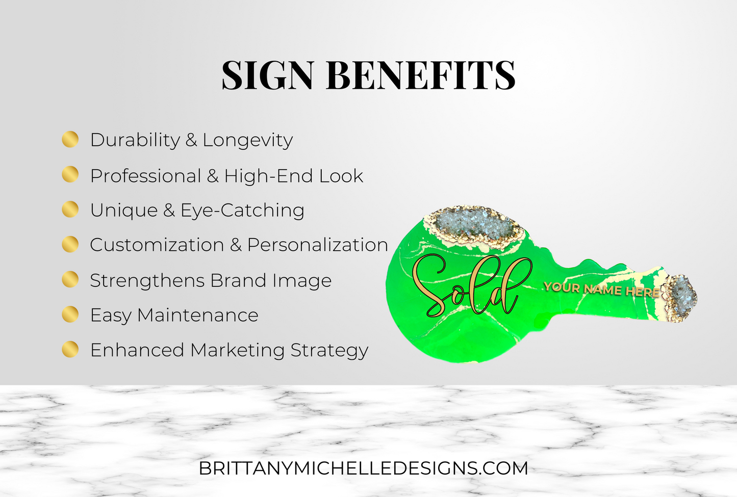 Marble Me Ferris Green Realtor Key Sign (Premium)