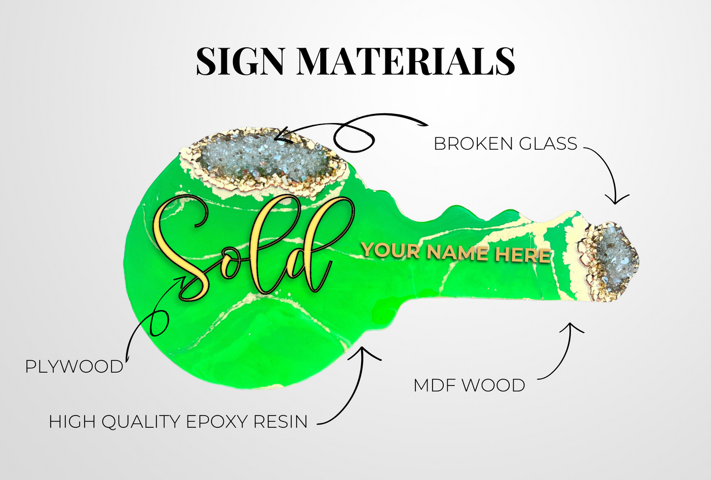 Marble Me Ferris Green Realtor Key Sign (Premium)