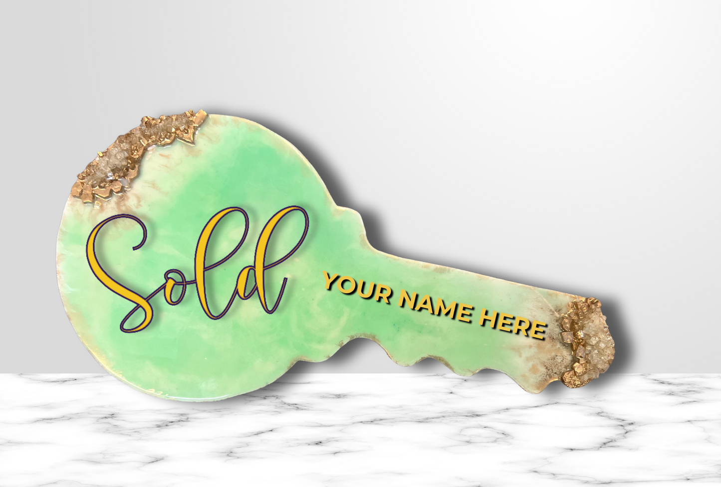 Marble Me Mint Green Realtor Key Sign