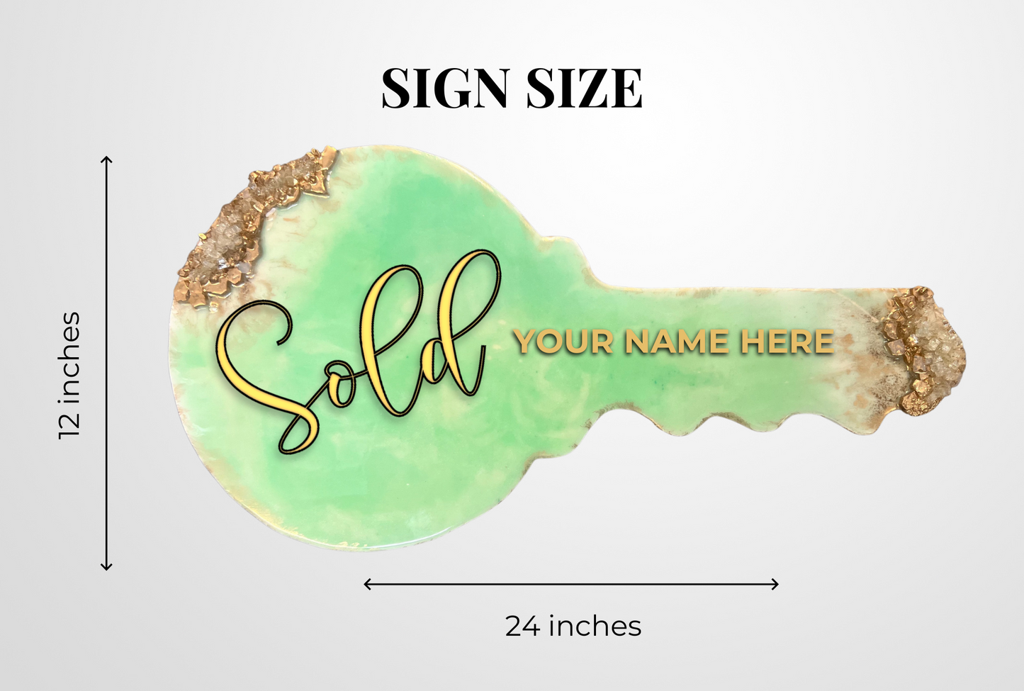 Marble Me Mint Green Realtor Key Sign
