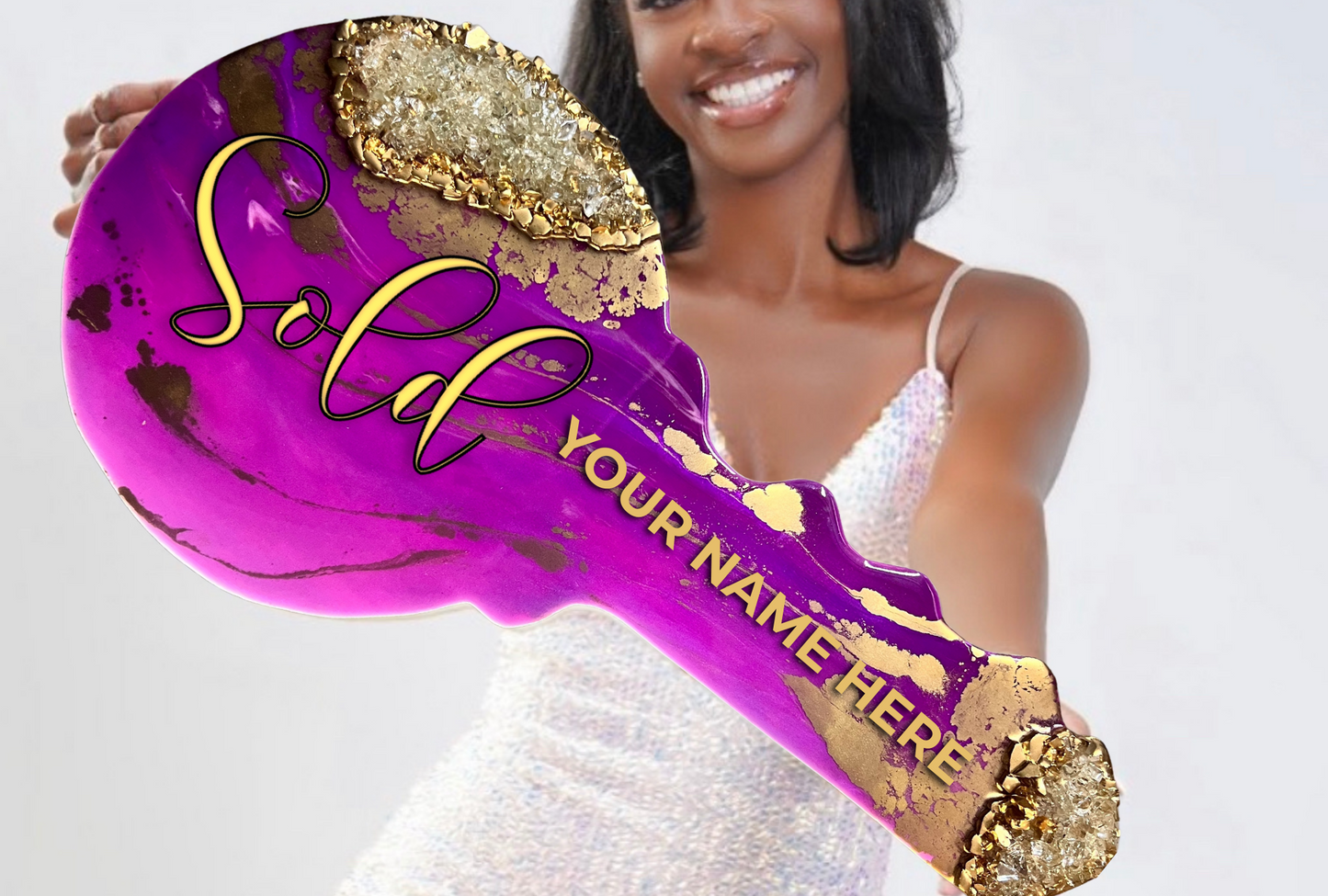 Marble Me Purplish Realtor Key Sign