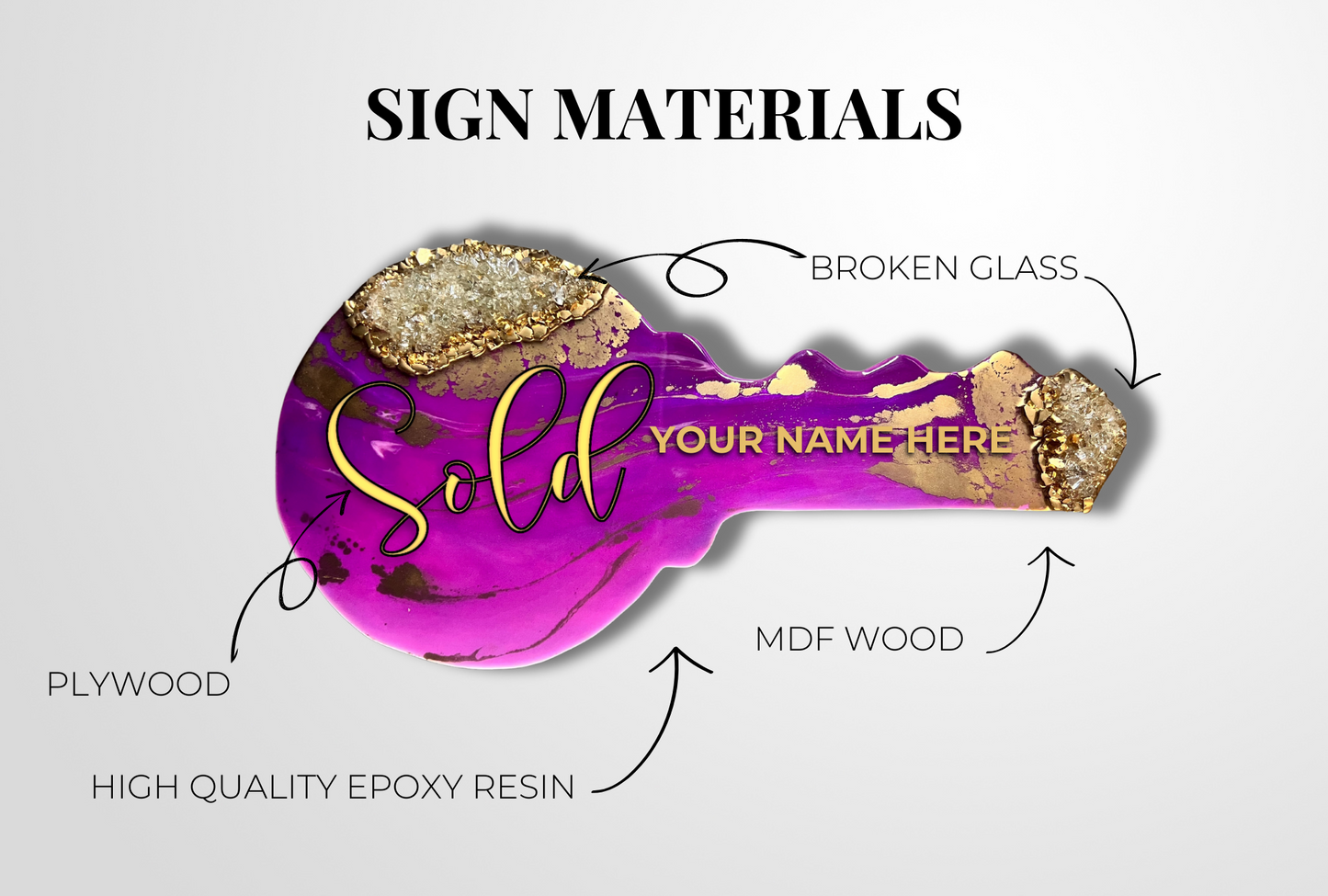 Marble Me Purplish Realtor Key Sign