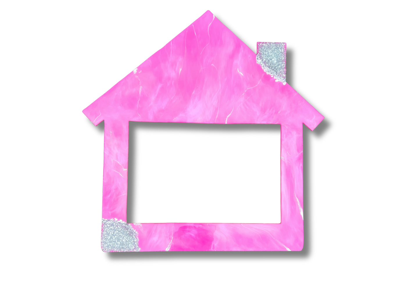 Soft Pink, & Silver Chrome Marble | Large House Sign with Cutout
