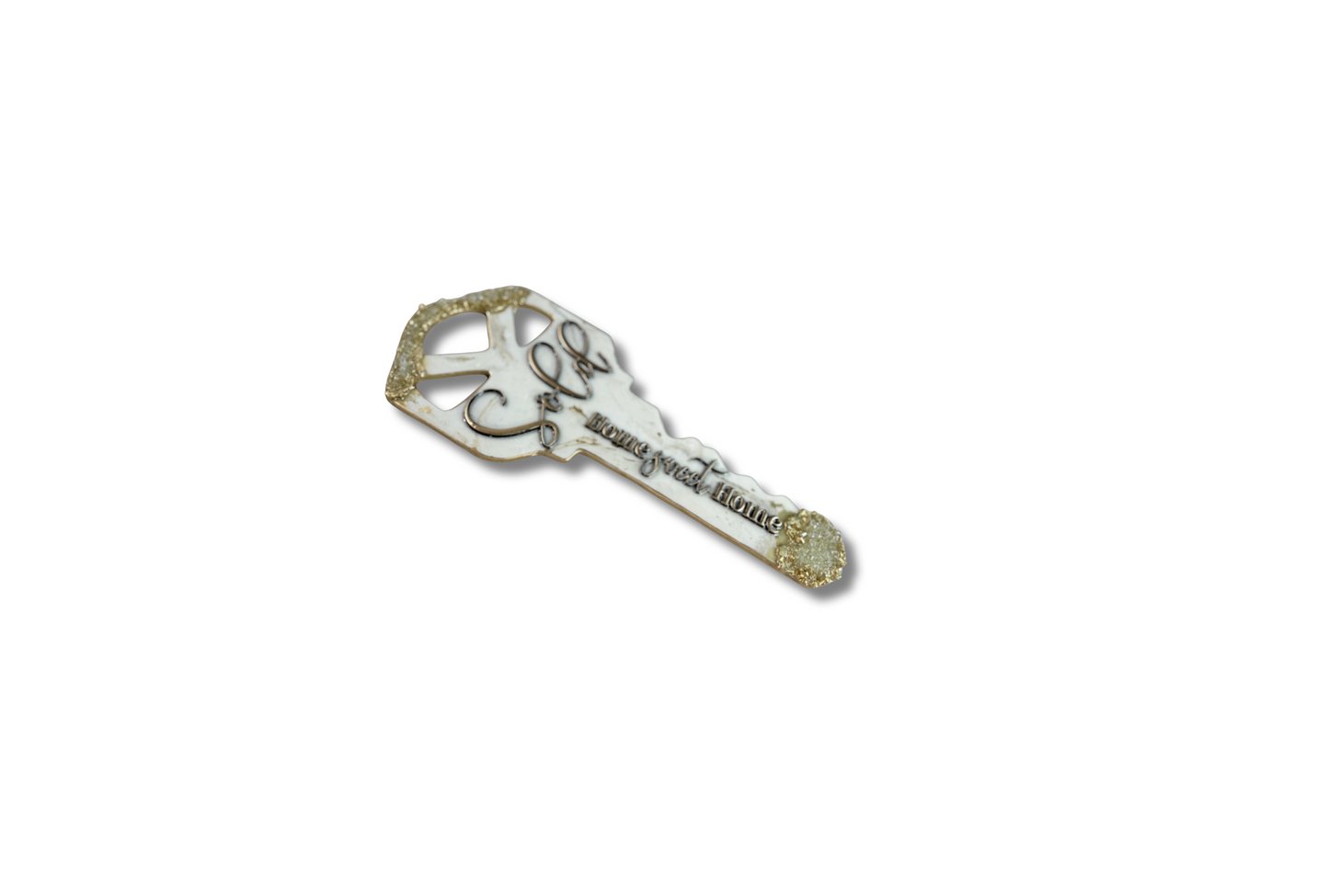 White & Gold Marble | Standard 3 Hole Key Sign | Home Sweet Home
