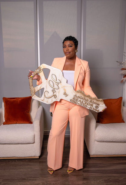 3-Hole Key Sign | Statement Resin Signage for Real Estate Professionals