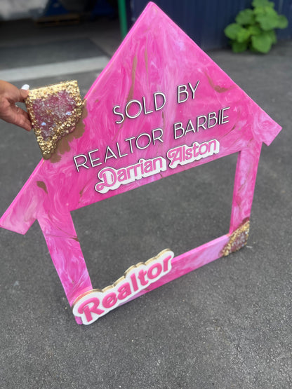 Custom Pink & Gold Barbie House Themed Sign