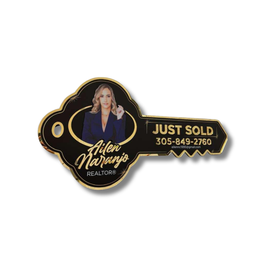 Black & Gold Mirror Acrylic Key Sign | With Picture