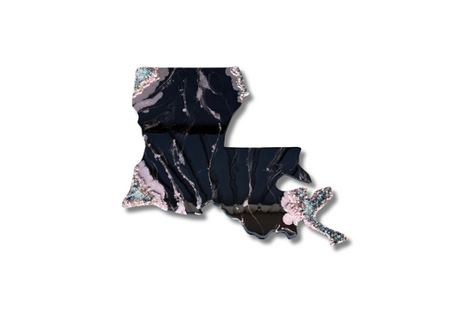 Black & Rose Gold Louisiana State Shaped Sign