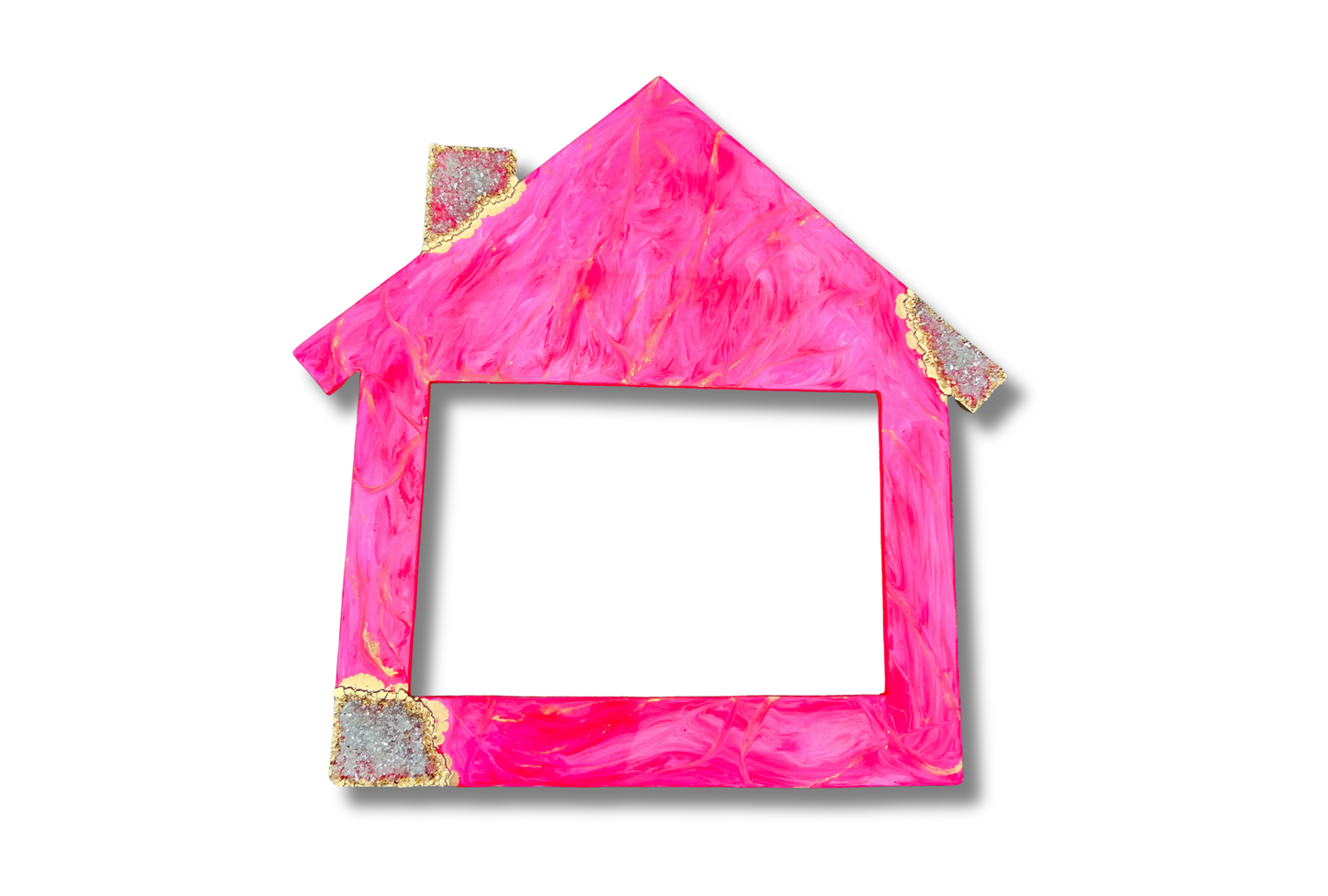 Bright Pink, & Gold Marble | Large House Sign with Cutout