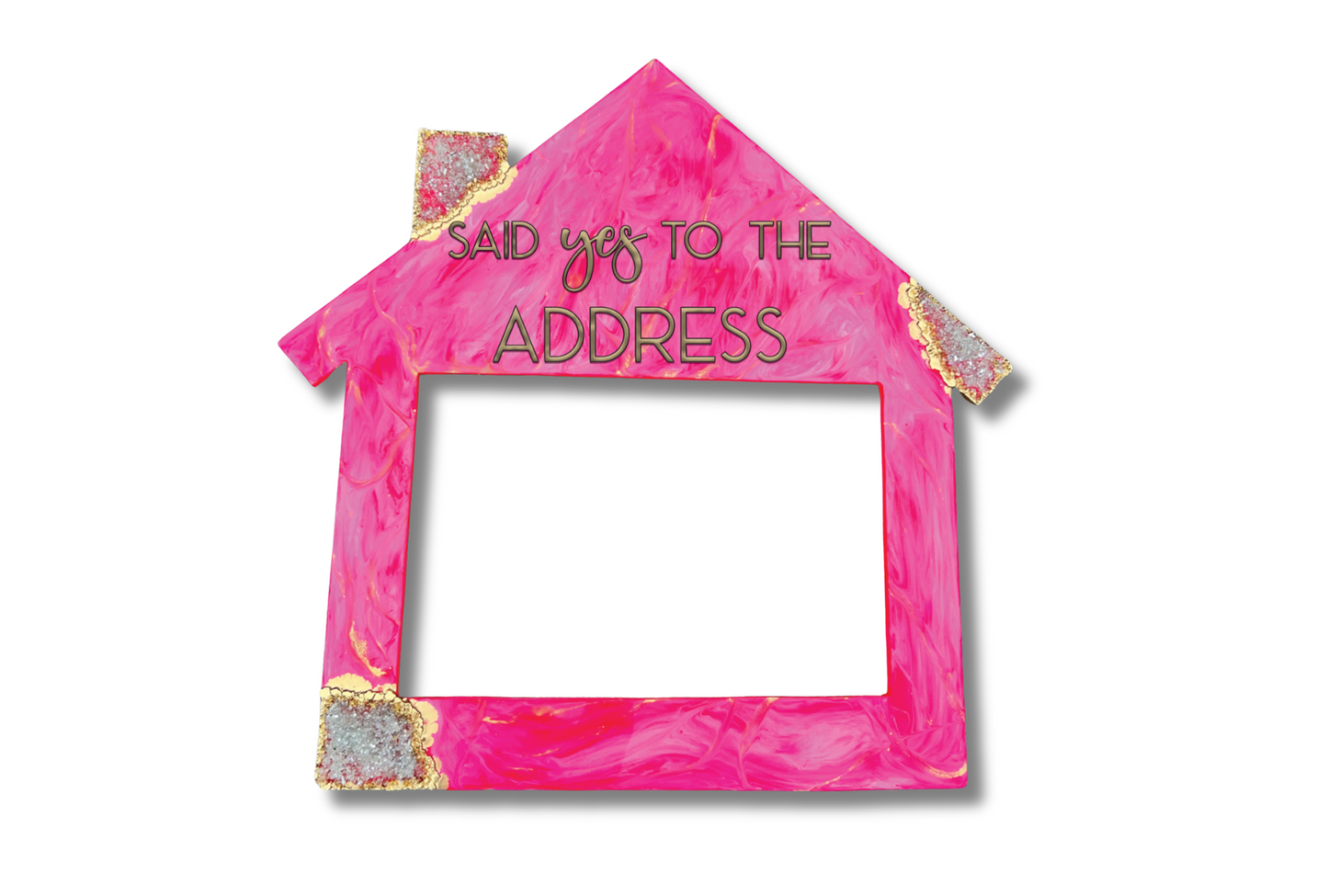 Bright Pink, & Gold Marble | Large House Sign with Cutout