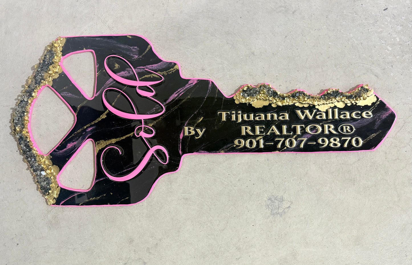 3-Hole Key Sign | Statement Resin Signage for Real Estate Professionals