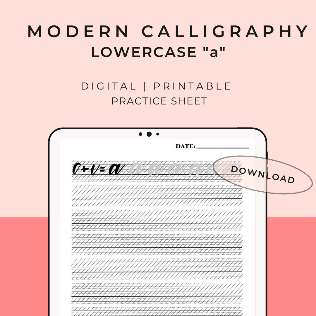 Lowercase "a" Modern Calligraphy Practice Worksheet