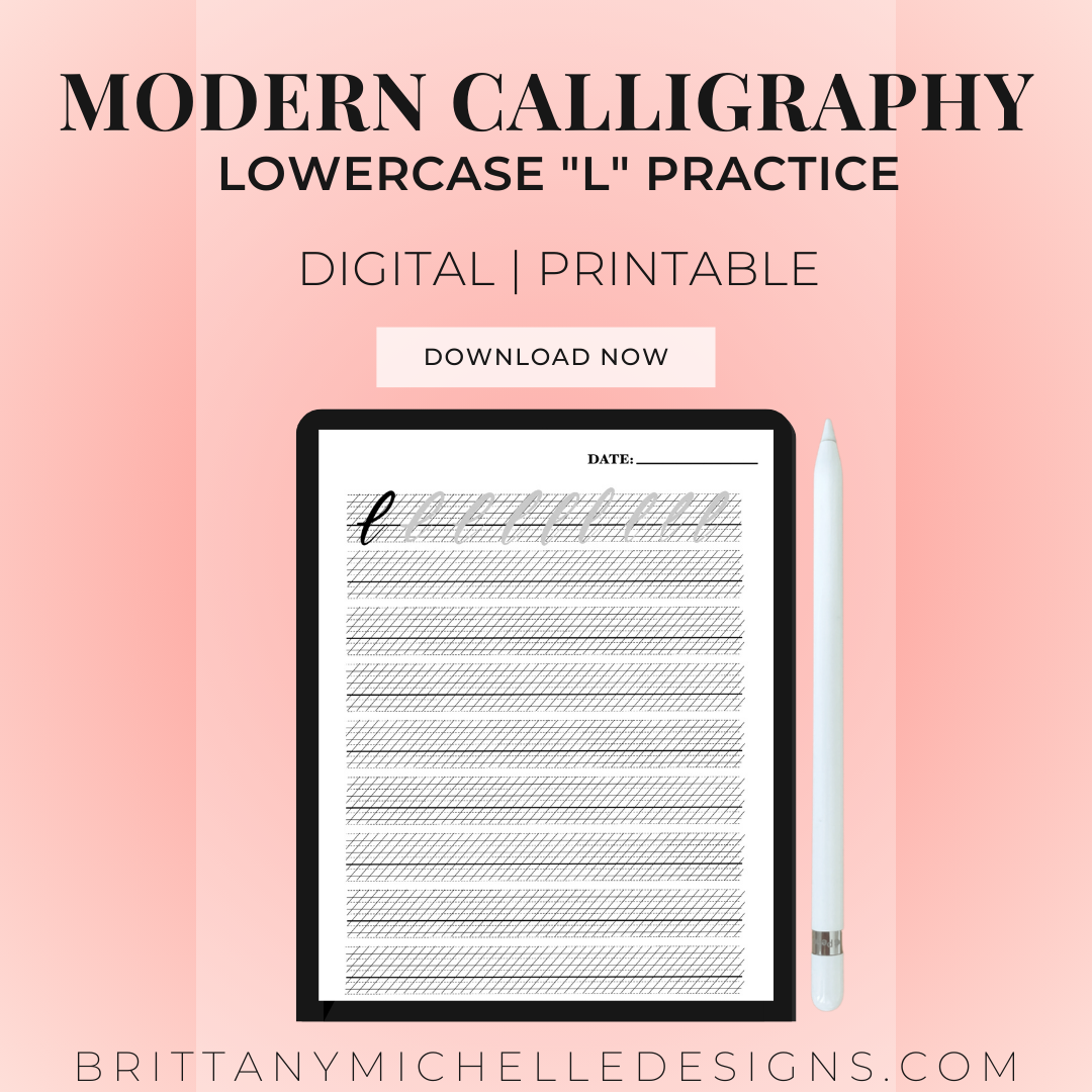 Lowercase "l" Modern Calligraphy Practice Worksheet