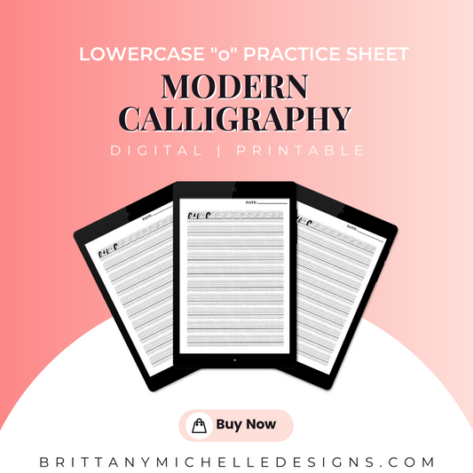 Lowercase "o" Modern Calligraphy Practice Worksheet