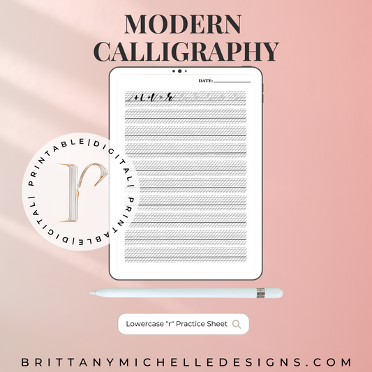 Lowercase "r" Modern Calligraphy Practice Worksheet
