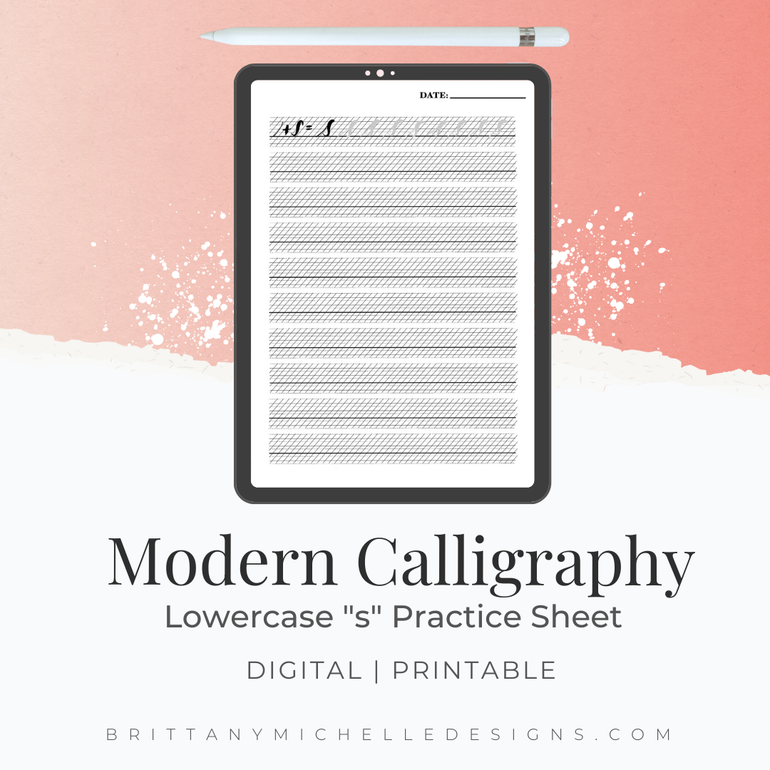 Lowercase "s" Modern Calligraphy Practice Worksheet