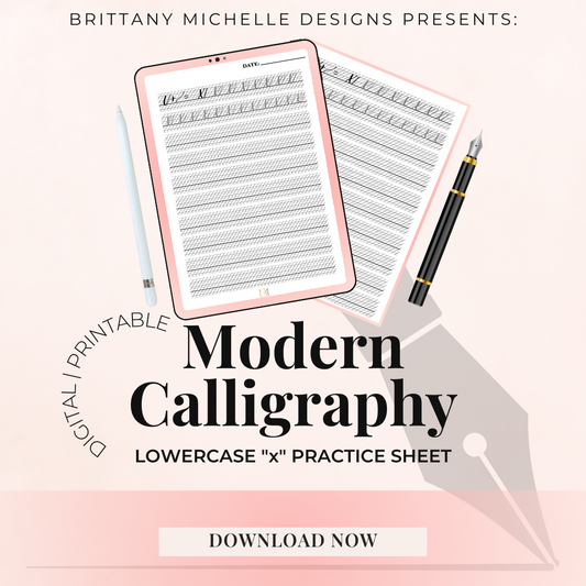 Lowercase "x" Modern Calligraphy Practice Worksheet