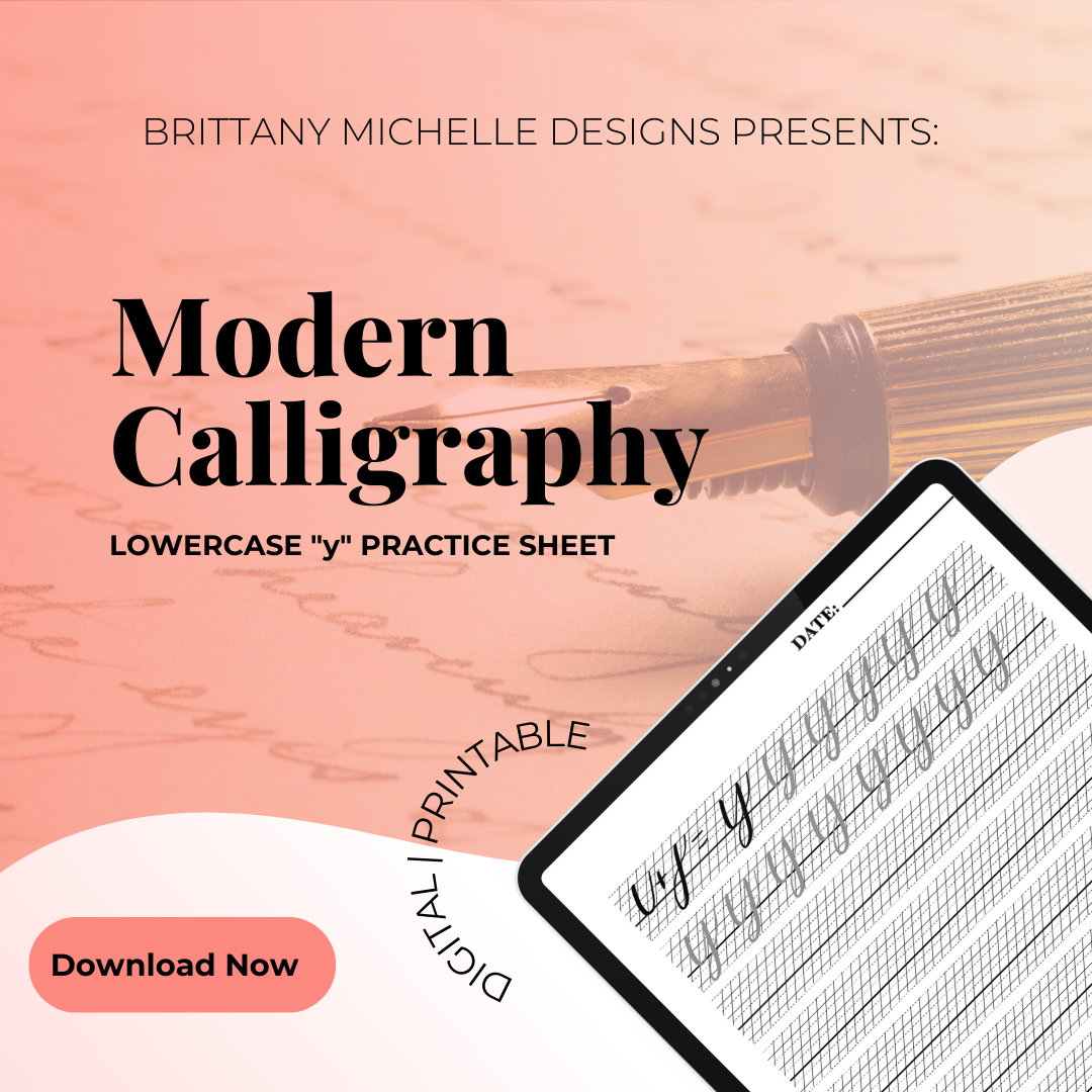 Lowercase "y" Modern Calligraphy Practice Worksheet