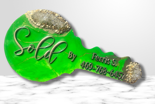 Marble Me Ferris Green Realtor Key Sign (Premium)