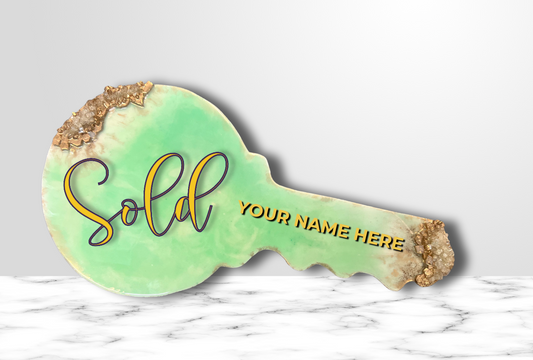 Marble Me Mint Green Realtor Key Sign (Premium)