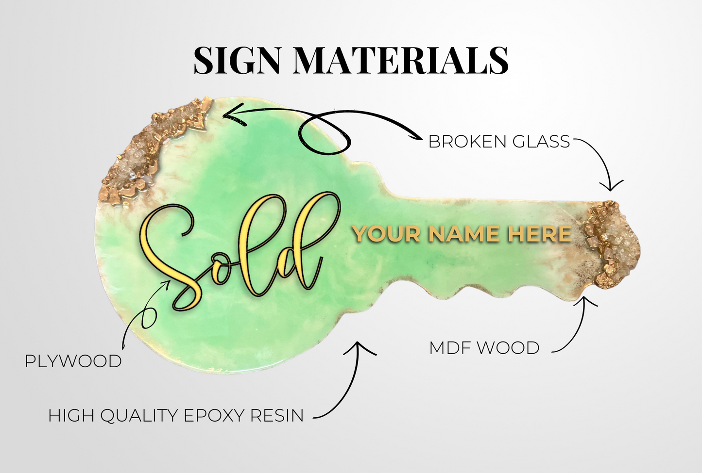 Marble Me Mint Green Realtor Key Sign (Premium)