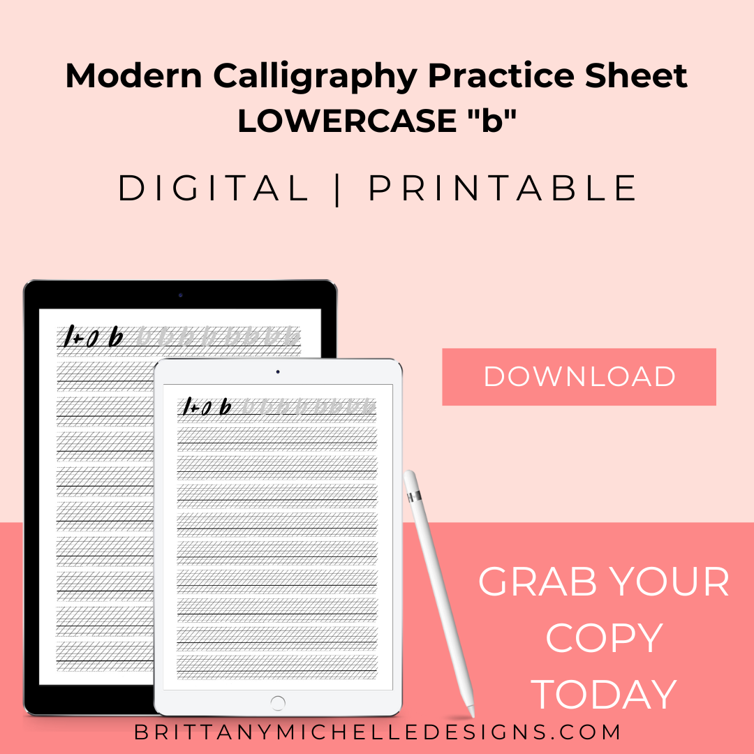 Lowercase "b" Modern Calligraphy Practice Worksheet