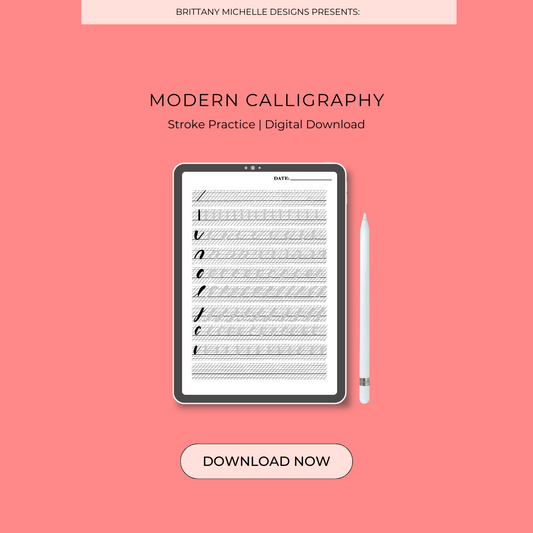 Modern Calligraphy Stroke Practice Digital Download