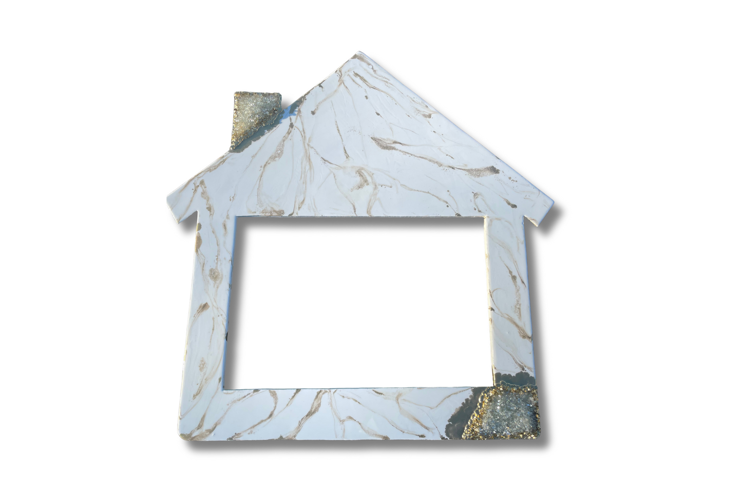 White, & Gold Marble | Large House Sign with Cutout