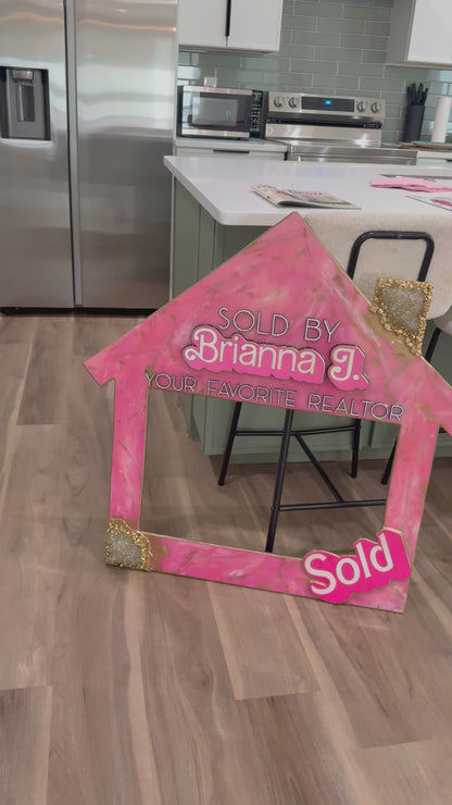 Custom Pink & Gold Barbie House Themed Sign